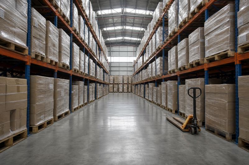 Pallet racking in a distribution warehouse